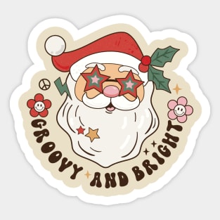 Funny Retro Groovy and Bright Santa Claus Christmas Sticker